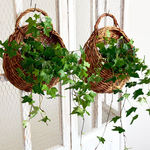 (m-p) Cesta Tejida De Mimbre Natural Para Colgar En La Pared