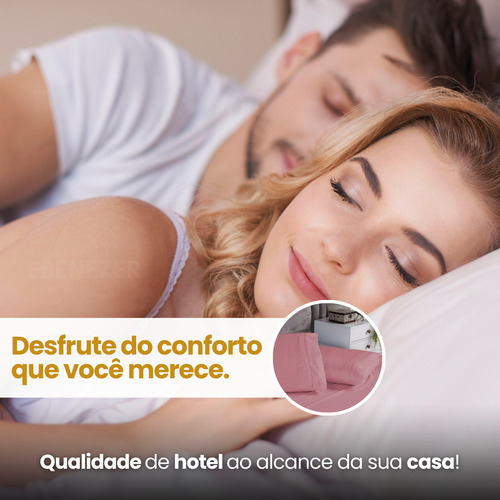 Jogo De Cama Casal Padrão C/ Elástico 3 Peças 400 Fios Fronha Ponto Palito Toque Suave E Macio Cor Rose