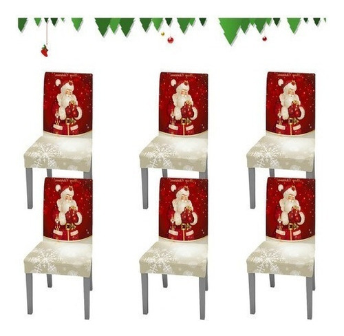 6 Fundas Sillas Comedor Asiento Adorno Navideños Decoración