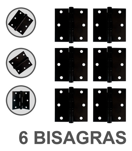 Bisagra Libro Aceronegra 3x3 Con Balero 6 Pz Reforzada