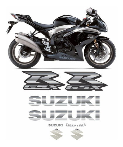 Kit Adesivos Emblemas Suzuki Gsxr 1000 2009 Preta Sz100009pt