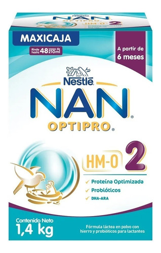 Leche de fórmula en polvo sin TACC Nestlé Formulas Nan Optipro en caja de 1 de 1.4kg - 6  a 12 meses