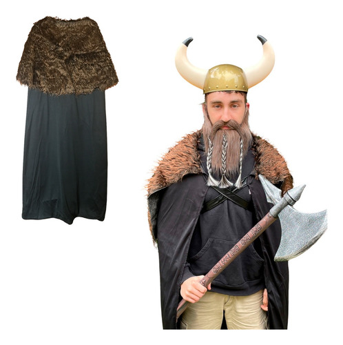 Capa Vikinga Vikingo Disfraz Rey Barbaro Ragnarok Lothbrok