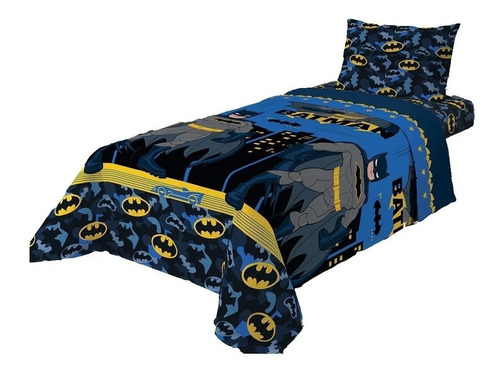 Jogo De Cama Infantil Solteiro Batman Com 3 Peças