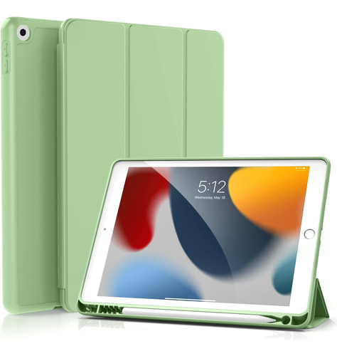 Funda Para iPad 10.2 Kenke Delgado Soporte Lápiz Tpu Verde