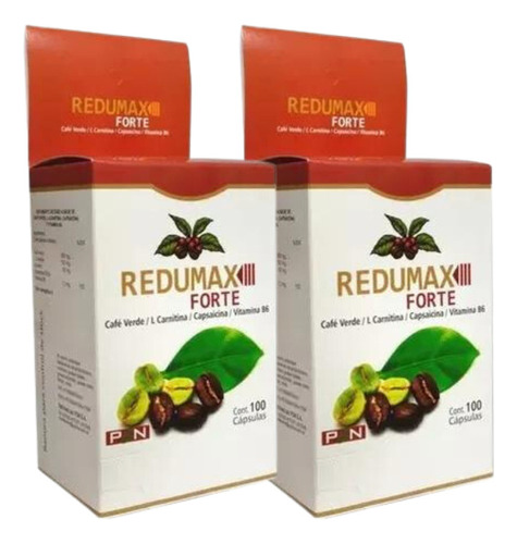 Redumax Forte X 100 Cápsulas Adelgazante Natural Pgn Pack X2