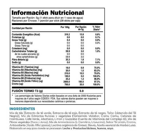 Quemadores Grasa Baja De Peso Fuxion Termo Te Sobres
