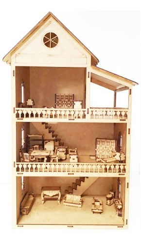 Casa Casinha Boneca+35 Miniaturas + Nome 53cm Abre E Fecha