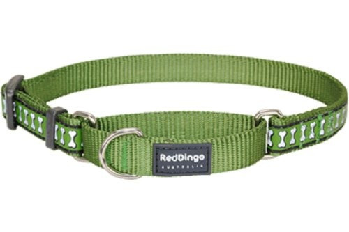 Dingo Rojo Reflectante Martingala Perro Collar, Grande, Verd