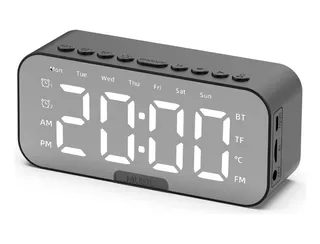 Reloj Despertador Led Parlante Radio Memoria Moderno De Mesa