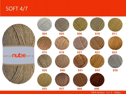 Imagen 6 de 7 de Hilado Nube Soft 4/7 X 1 Ovillo - 100 Grs. Por Color
