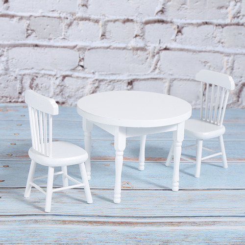 Mesa Doll House 1:12 Sillas De Comedor Redondas, Minimuebles