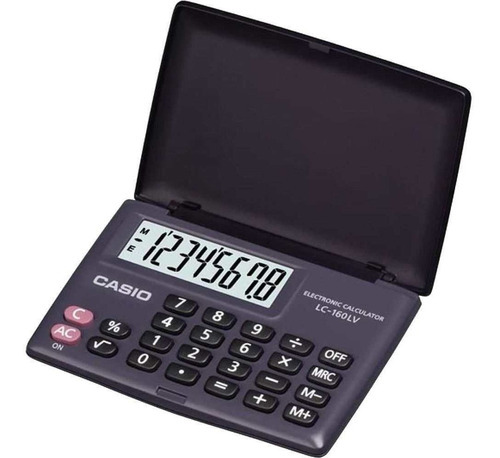 Calculadora Casio de bolsillo negra Lc160 5x9 de color gris oscuro