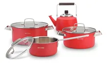 Comprar Set De Ollas De 08 Pz Record Acero Inoxidable Juego Rojo