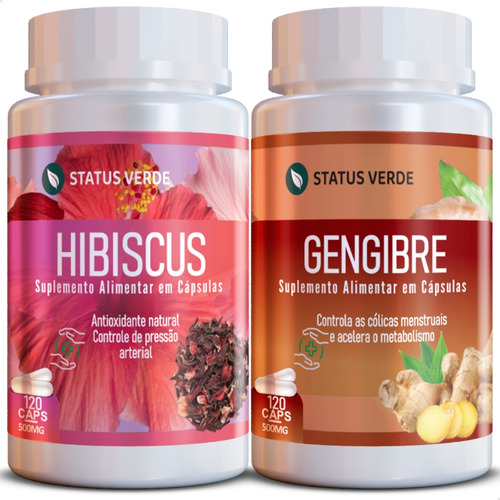 Kit Hibisco + Gengibre P/ Diminuir Medidas 120 Cáps Por Pote Sabor Sem Sabor