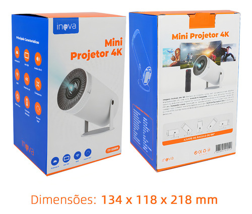 Smartprojetor Home Cinema 4k Projetor Android 11.0 Resolução 4k Hd Bluetooth Hdmi Wifi Branco