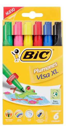 Plumon De Agua Punta Grueso Redondo Bic 6 Pza