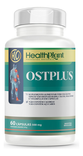 Ostplus - Colágeno Tipo 2 Cálcio Magnésio Vitamina D 60 Cáps