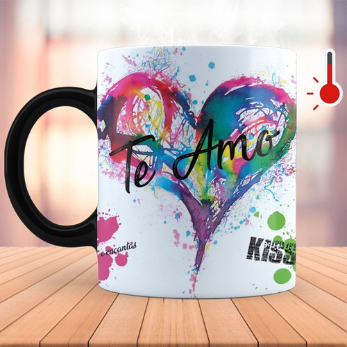 Imagen 3 de 3 de Taza Mágica Corazón Pareja Amor San Valentín | Acuarela
