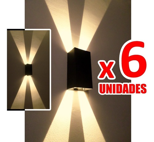 Aplique Pared Interior Lampara Luz Bidireccional Pack X6unid