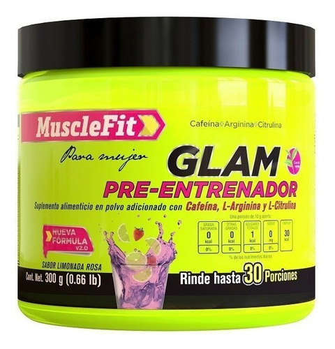 Pre Entrenador Musclefit Glam 30 Servicios Sabor Ponche