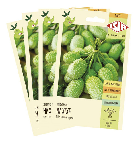 Kit 4 Envelopes Com Sementes De Maxixe Isla Multi Para Horta