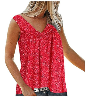 E Tops Mujer Cuello En V Estampado Flores Rotas Sin Mangas 7 E Tops Mujer Cuello En V Estampado Flores Rotas Sin Mangas 7