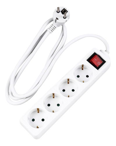 Toma De Corriente Blanca Con Enchufe Europeo Con Interruptor