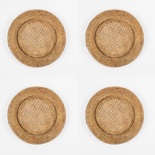 Conjunto 04 Sousplat Em Rattan Paya 32cm