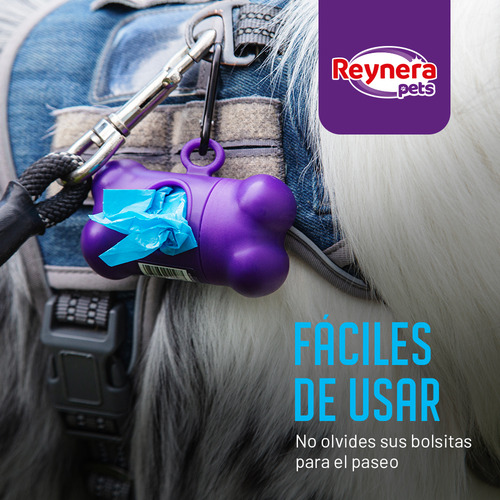 Dispensador Bolsas Desechables Perros Y 4 Repuestos Reynera Color Morado