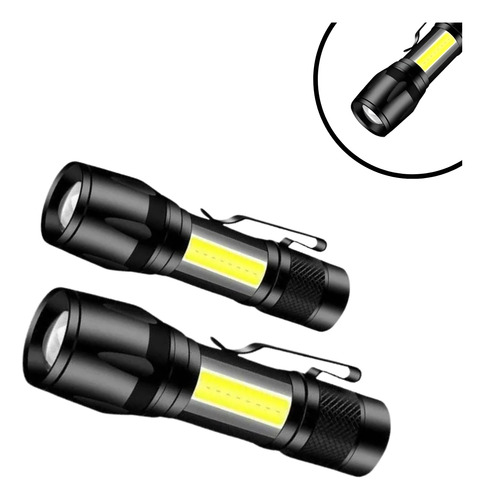 2 Mini Lanterna Iluminação Luz Led Lateral Portátil Usb