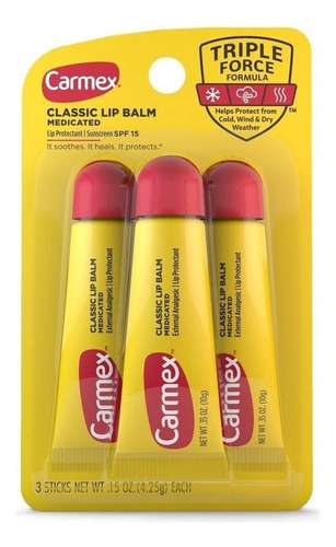 Carmex Pack X3  Balsamo Labial Sabor Original, Usa