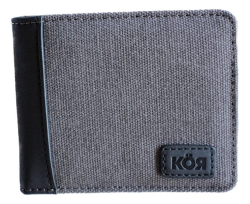 Billetera Hombre Kör Fuji En Lona Encerada Color Gris Oscuro