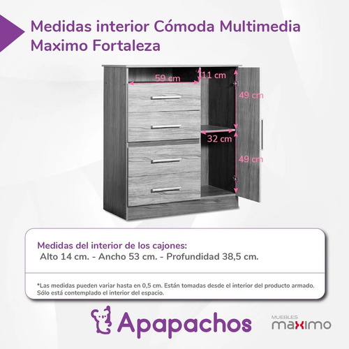 Comoda Chifonier Tv 1 Puerta 4 Cajones 3 Chocolate/maple