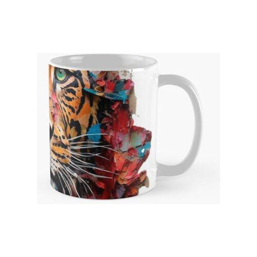 Taza Diseño De Un Tigre, Splash, Cores Vibrantes, Arte Digit