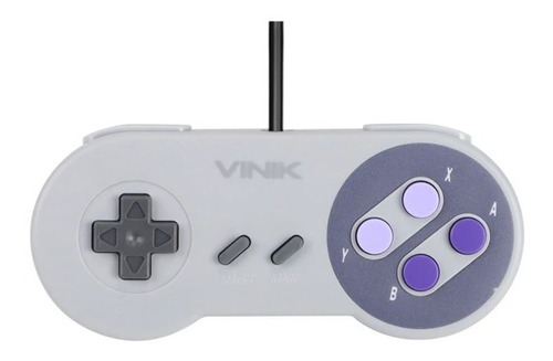 Controlador de mando USB Nintendo Super Nes para PC, retro, color gris