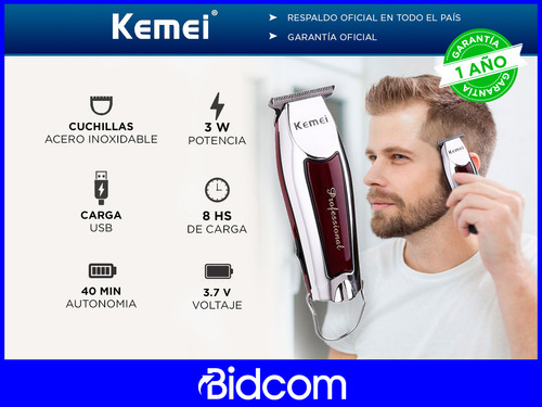 Cortadora De Pelo Profesional Kemei 3.7v Carga Usb Afeitador