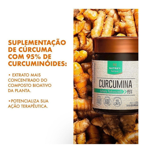 Curcumina Extrato De Cúrcuma Vegan 30cps Nutrify - Original Sabor Neutro