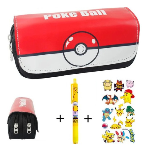  Estuche Escolar Pokemon + Lapiz Y Stickers / Varios Modelos