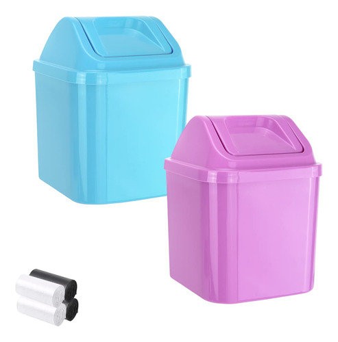 Qlfj-furdec 2 Cubos De Basura De Plástico Con Tapa Abatible