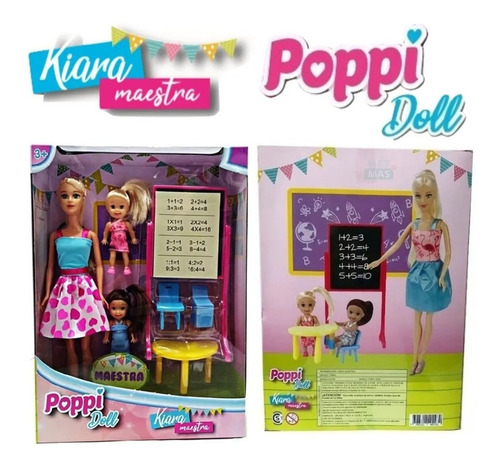 Imagen 5 de 5 de Muñeca Kiara Maestra Articulada Alumnas Pizarron Y Accesorio