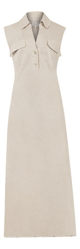 Vestido Lino Orgánico Beige Moai Mujer Rockford