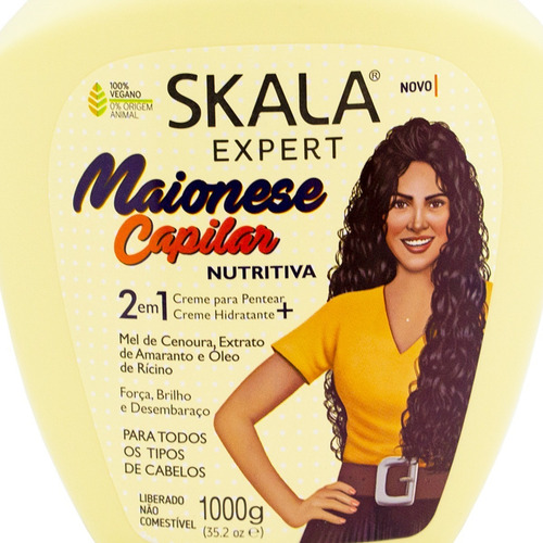 Imagen 3 de 3 de Skala Maionese Máscara Vegana Nutritiva Mayonesa Cabello 1kg