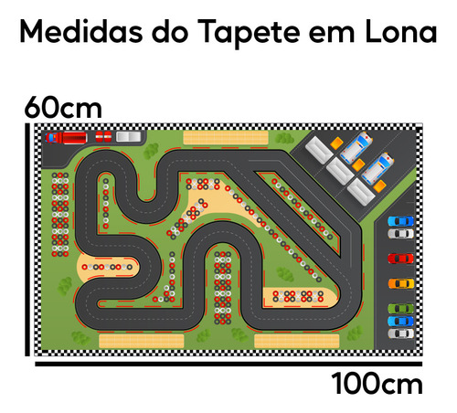 Tapete Pista De Carrinhos 2 Infantil Ilustrado Criança Lona