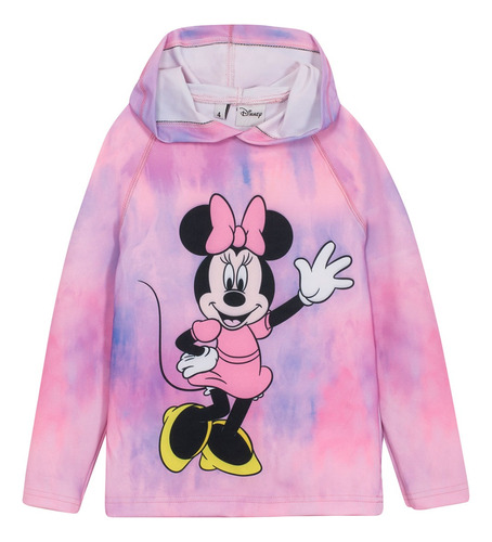 Remera Manga Larga Proteccion Solar Uv Minnie Con Capucha