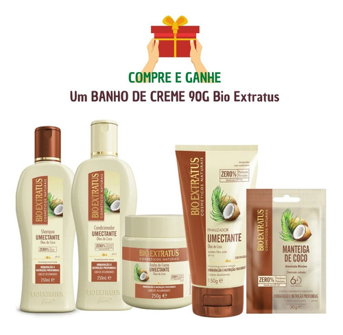 Kit Completo 5 Produtos Óleo De Coco Bio Extratus + Brinde