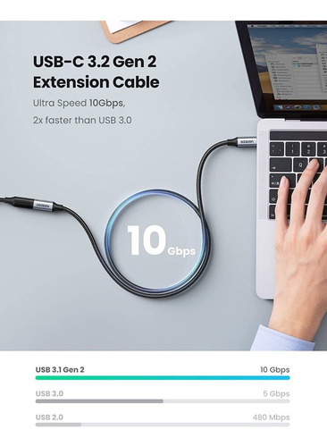 Cable Extensión Tipo C 3.1 / 1metro Gen 2 Thunderbolt 3