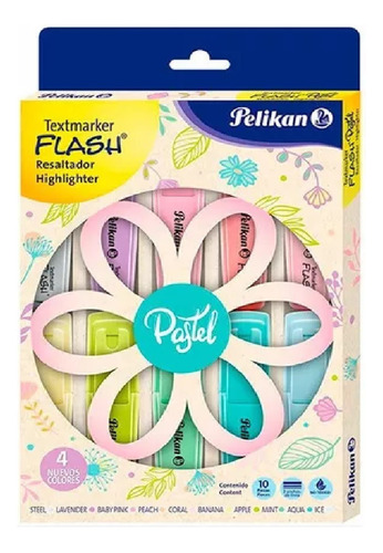 Resaltador Pelikan Flash Pastel Surtido Caja X 10 Unidades