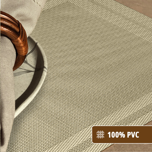10 Jogo Americano Mesa Posta Luxo Impermeável Pvc Mz Mold Vr Cor M8 BEGE claro escuro palha sisal verde MOLDURA MZ RETANGULAR