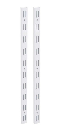 Trilho Cremalheira Duplo Branco Para Prateleira 1,5m - Kit2